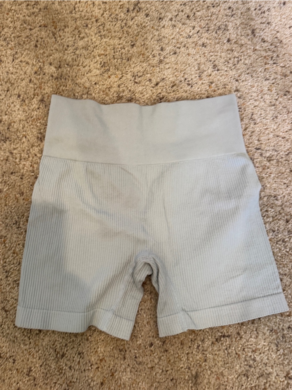 Colsie Ribbed High-Waist Bike Shorts — Light blue